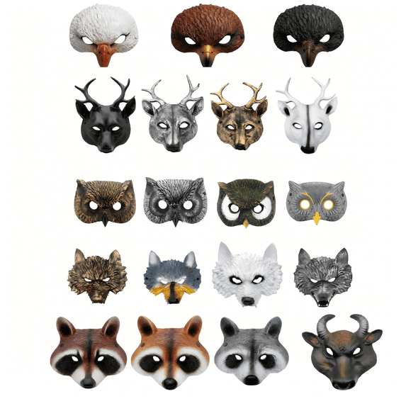 Owl Mask Halloween Animal Costume Mask - Textured Feather Full Face Cosplay Prop for Masquerade Party, Carnival, Stage Performance (Silver)
