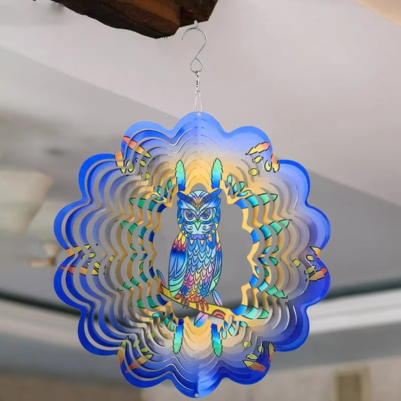 Owl Metal Wind Spinners - Owl Gifts for Women Mom Grandma Wife, Hanging Wind Spinner for Outdoor & Indoor Decorations, 12 inch Wind Spinner for Christmas Ornament Gifts