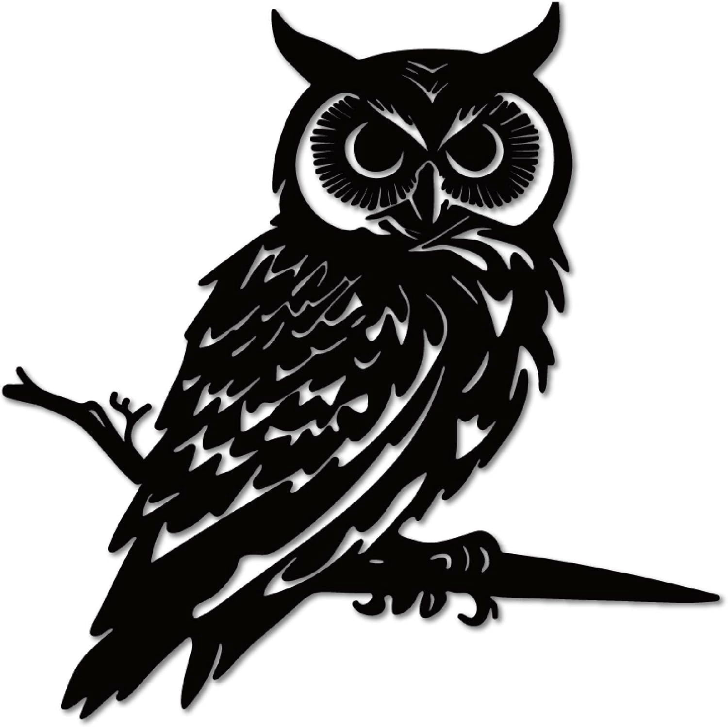 Owl Metal Yard Art Bird Garden Statues Outdoor Iron Owl Tree Stake Black Decorative Wild Animal Black Silhouette Wall Ornaments Yard Art Insert for Outdoor Fence Farm Lawn Patio 11.8x11.8in