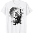 thumbnail image 1 of Owl Moon Tree Animal Print Art Animal Lover Owl T-Shirt, 1 of 5