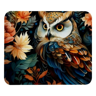 Owl Mouse Pad for Wireless Mouse Home Office Desk Laptop with Rubber Base