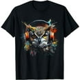 thumbnail image 1 of Owl Music Art Headphones Animal Owl T-Shirt, 1 of 3