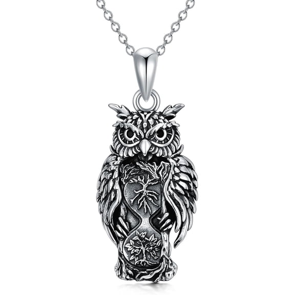 Owl Necklace 925 Sterling Silver Owls Pendant Necklaces Animal Jewelry Gifts for Men Women