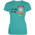 thumbnail image 1 of Owl Nerdy Birdy Funny Rhyme Juniors Soft T Shirt Teal SM, 1 of 1