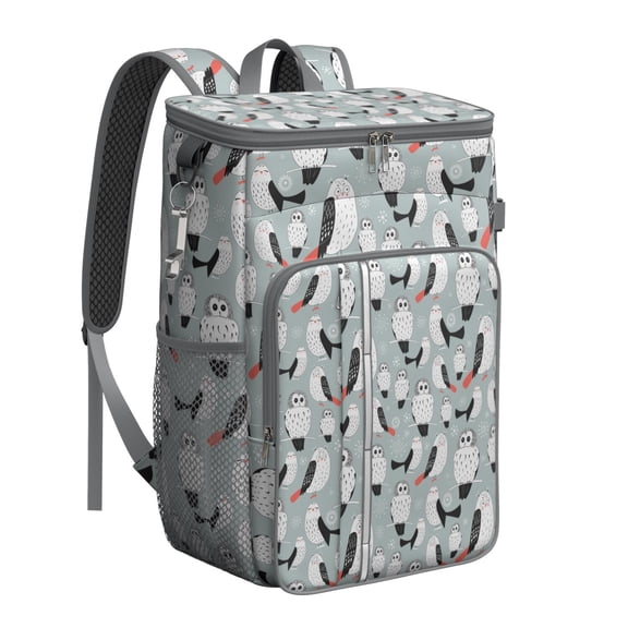 Owl Night Design Insulated Backpack Cooler, Leakproof Cooler Bag, Waterproof Lunch Backpack for Forest Trips, Hiking, BBQ, Beach, Picnic