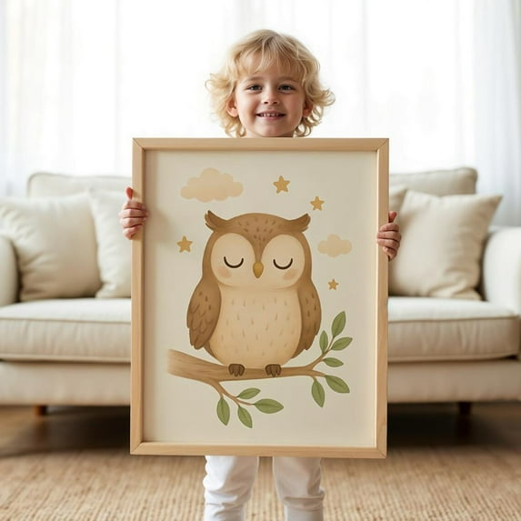 Owl Nursery Poster, Nursery Woodland Art, Nursery Animal Poster Home Decor, 16x24 UNFRAMED