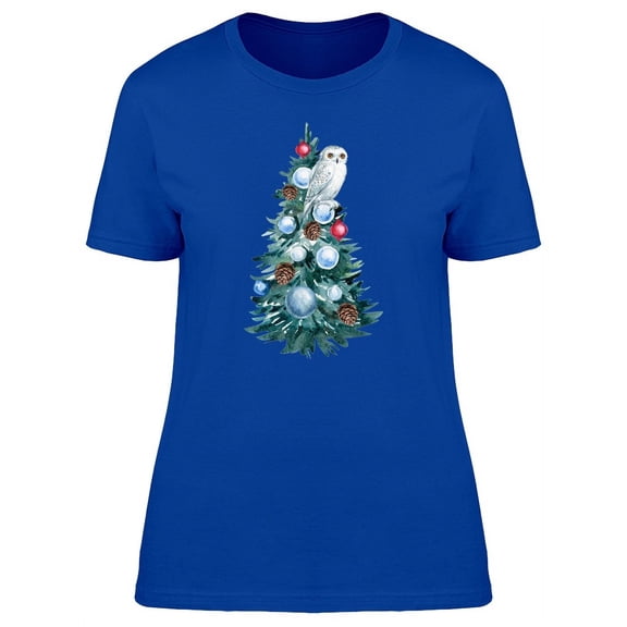 Owl On Top Of Xmas Tree T-Shirt Women -Image by Shutterstock, Female Small