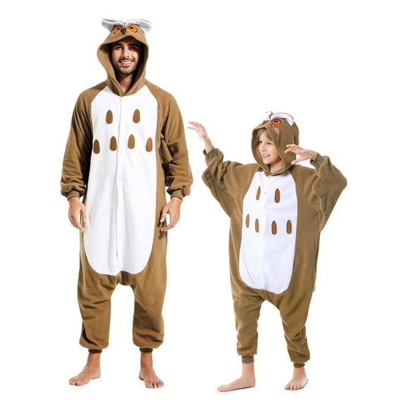 Owl Onesie Pajama Kids Unisex Animal Costumes Polyester One-Piece Sleepwear for Boys and Girls 8-10Years