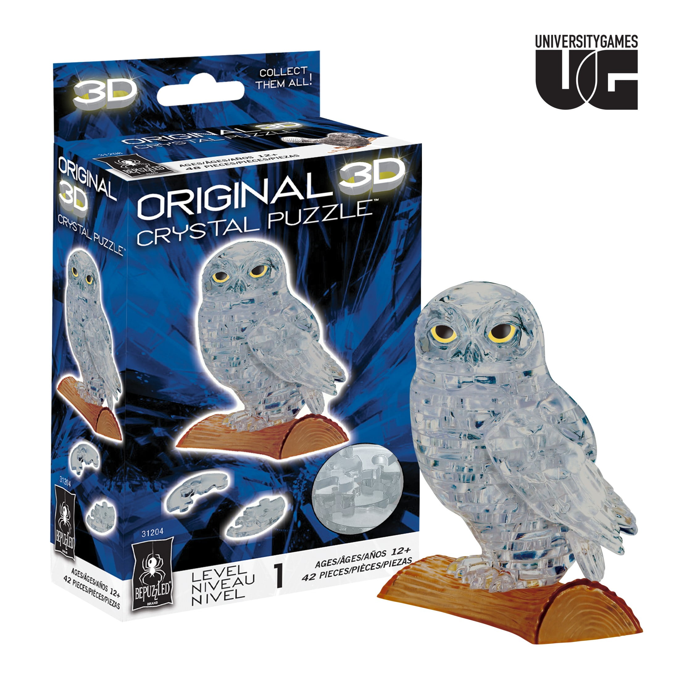 Owl Original 3D Crystal Puzzle from BePuzzled, Ages 12 and Up