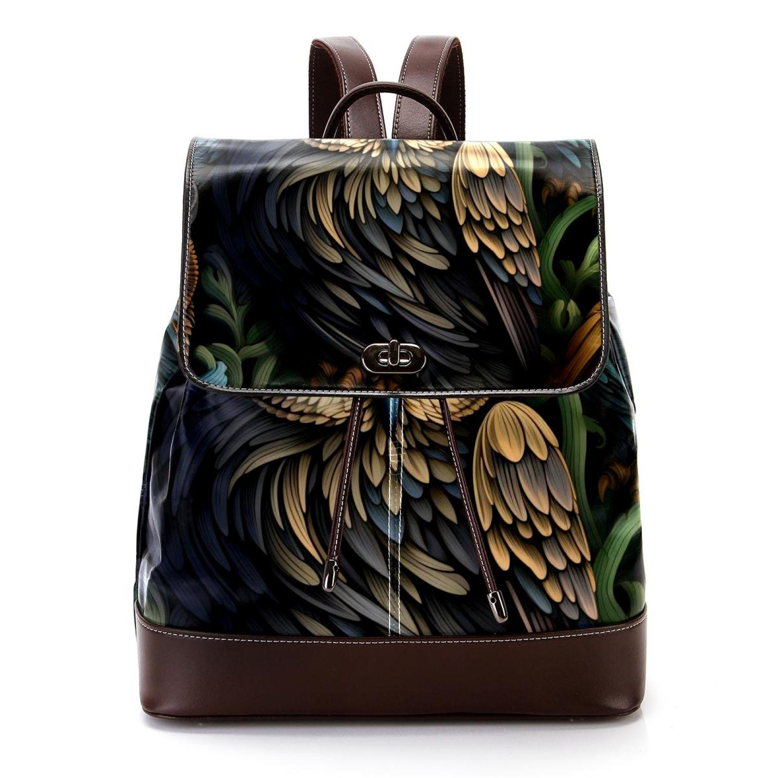 Owl PU Leather Backpack with Adjustable Shoulder Strap, Large Capacity