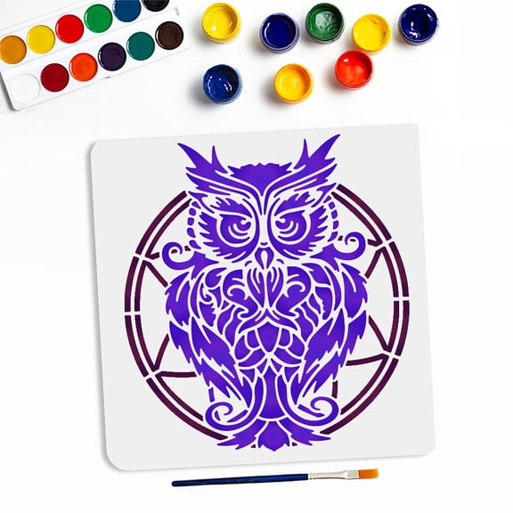 Owl Painting Template Reusable Stencil 11.8x11.8inchs Dreamcatcher Pattern Template Magic Animals Painting Stencil Hollow Out Drawing Wall