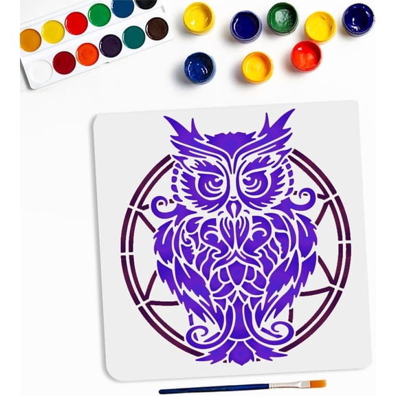 Owl Painting Template Reusable Stencil 11.8x11.8inchs Dreamcatcher Pattern Template Magic Animals Painting Stencil PET Hollow Out Drawing for Wall Home Decor DIY Craft Canvas DIY Making