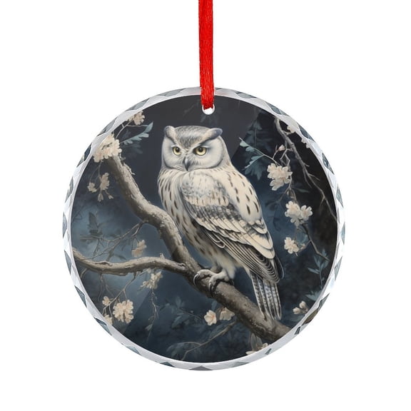 Owl Painting Xmas Ornament Animal Lovers Round Ornament Holiday Home Decor