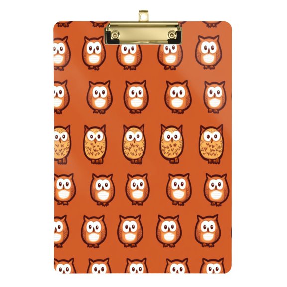 Owl Pattern Design 12.5x9in Clipboard, Durable Acrylic with Metal Clip and Wall Hook for Office or Classroom