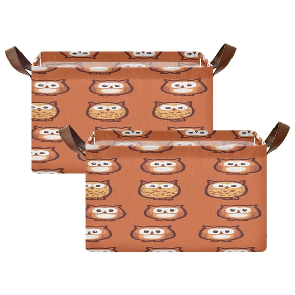 Owl Pattern Design 16.9x11.4x10in Foldable Open Home Storage Bins Durable Water Resistant Shelf Baskets
