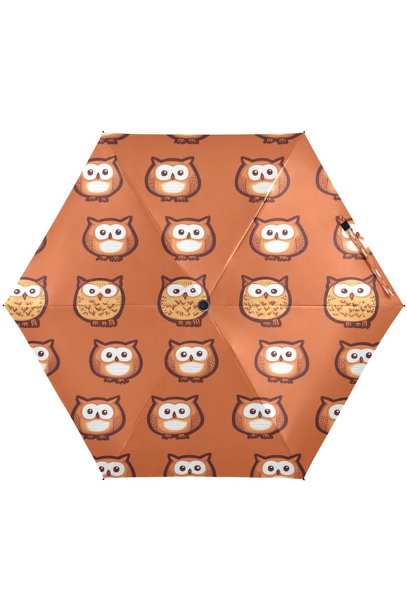 Owl Pattern Design Umbrellas for Sun Auto Open Close UV50+ Waterproof 5-Fold Compact Fiberglass Frame
