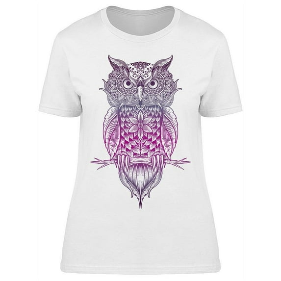 Owl Pattern Mandala T-Shirt Women -Image by Shutterstock, Female XX-Large