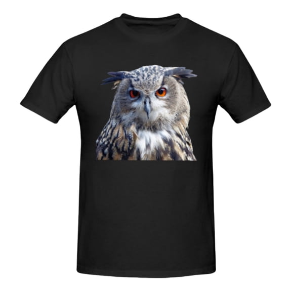 Owl Pattern T-Shirt,Men Black T-Shirts Summer Short Sleeve
