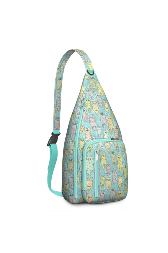 Owl Pattern Travel Sling Bag&nbsp;- Fashionable Crossbody Backpack with USB Charging Port, Perfect for Tech Essentials