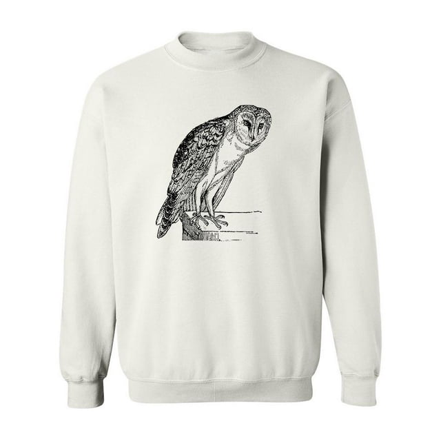 Owl Pencil Drawing Sweatshirt Men -Image by Shutterstock, Male Medium