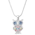 thumbnail image 1 of Owl Pendant Necklace Rhinestone Crystal Rhodium High Polished J0256-MT2, 1 of 3