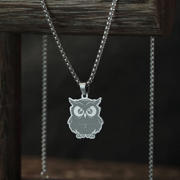 Owl Pendant Necklace for Women Stainless Steel Animal Jewelry Men Necklace