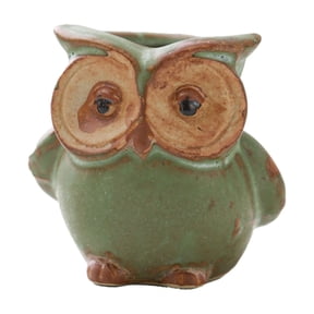 Owl Planter Pot, Ceramic Animal Shaped Flower Pot, Mini Cute Owl Succulent Planter with Holder for Small Plants, Home Desk Balcony Decor