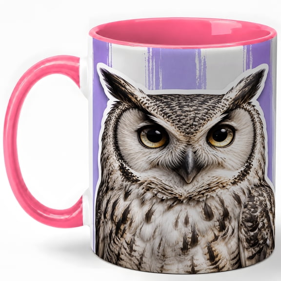 Owl Portrait Coffee Mug, Wild Bird Mug, Ceramic 11 oz