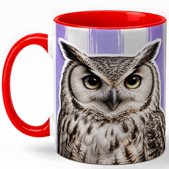 Owl Portrait Coffee Mug, Wild Bird Mug, Ceramic 11 oz