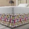thumbnail image 1 of Owl Print Bed Skirt, Various Halloween-Themed Colorful Creatures in Floral Details or Motifs, Elastic Bedskirt Dust Ruffle Wrap Around for Bedding Decor, 4 Sizes, Multicolor, by Ambesonne, 1 of 2