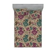 thumbnail image 1 of Owl Print Fitted Sheet & Pillow Sham Set, Geometric Design Bird Pattern Forest Boho Vibe Earthy Print, Decorative Printed 3 Piece Bedding Decor, King, Purple Teal and Pastel Brown, by Ambesonne, 1 of 2