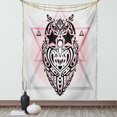 thumbnail image 1 of Owl Print Tapestry, Funny Contemporary Art Star Eyed Bird on Triangles, Wall Hanging for Bedroom Living Room Dorm Decor, 40W X 60L Inches, Pastel Pink Rose Pale Grey Charcoal Grey, by Ambesonne, 1 of 2
