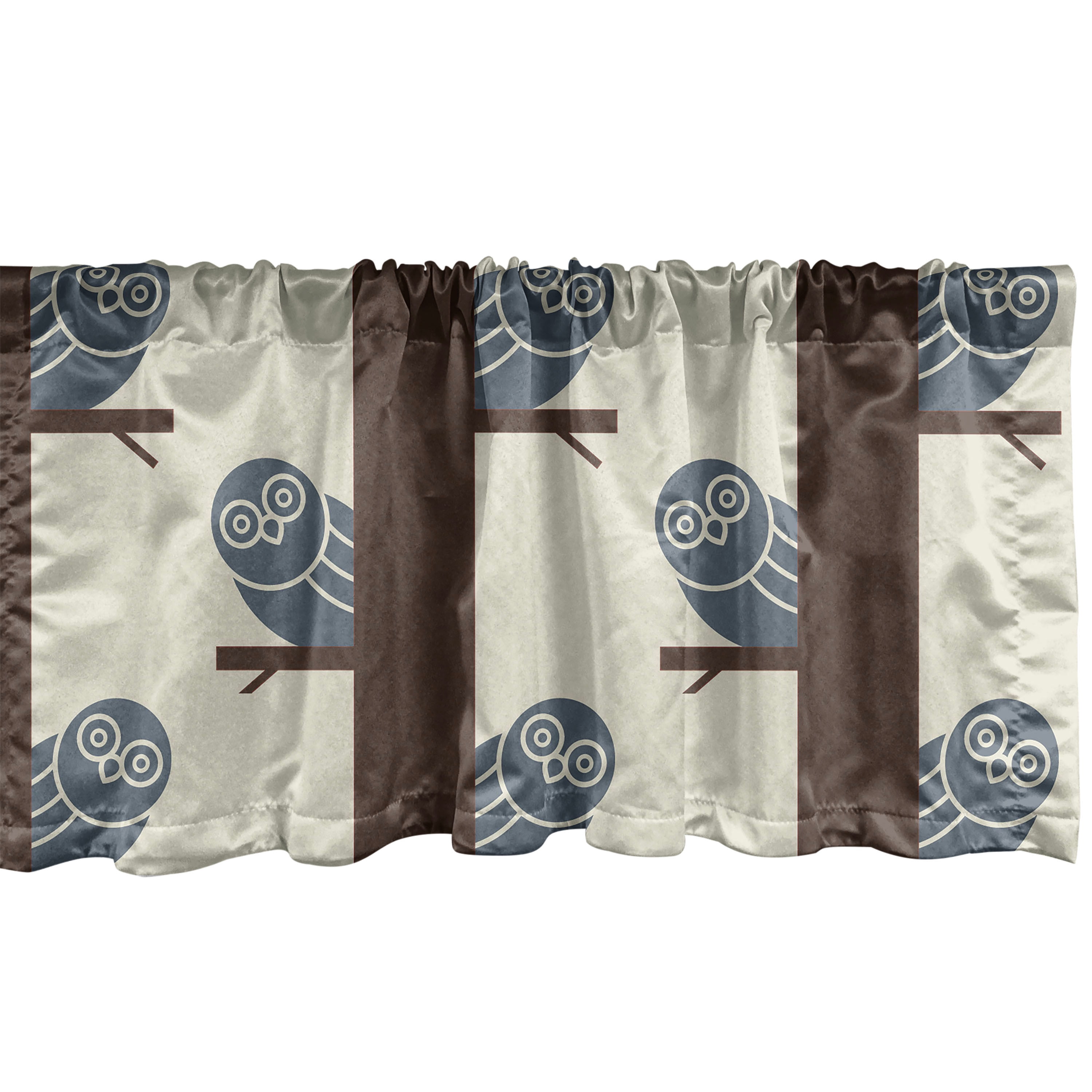 Owl Print Window Valance, Birds Perching on the Tree Branches