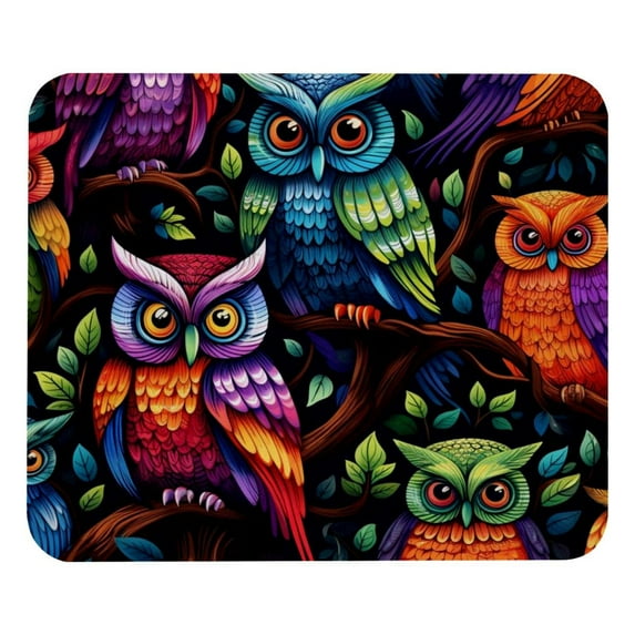 Owl Printed Square Desk Mat Mousepad, 8.3x9.8 Inch, Non-Slip Rubber Bottom, Suitable for Office and Gaming