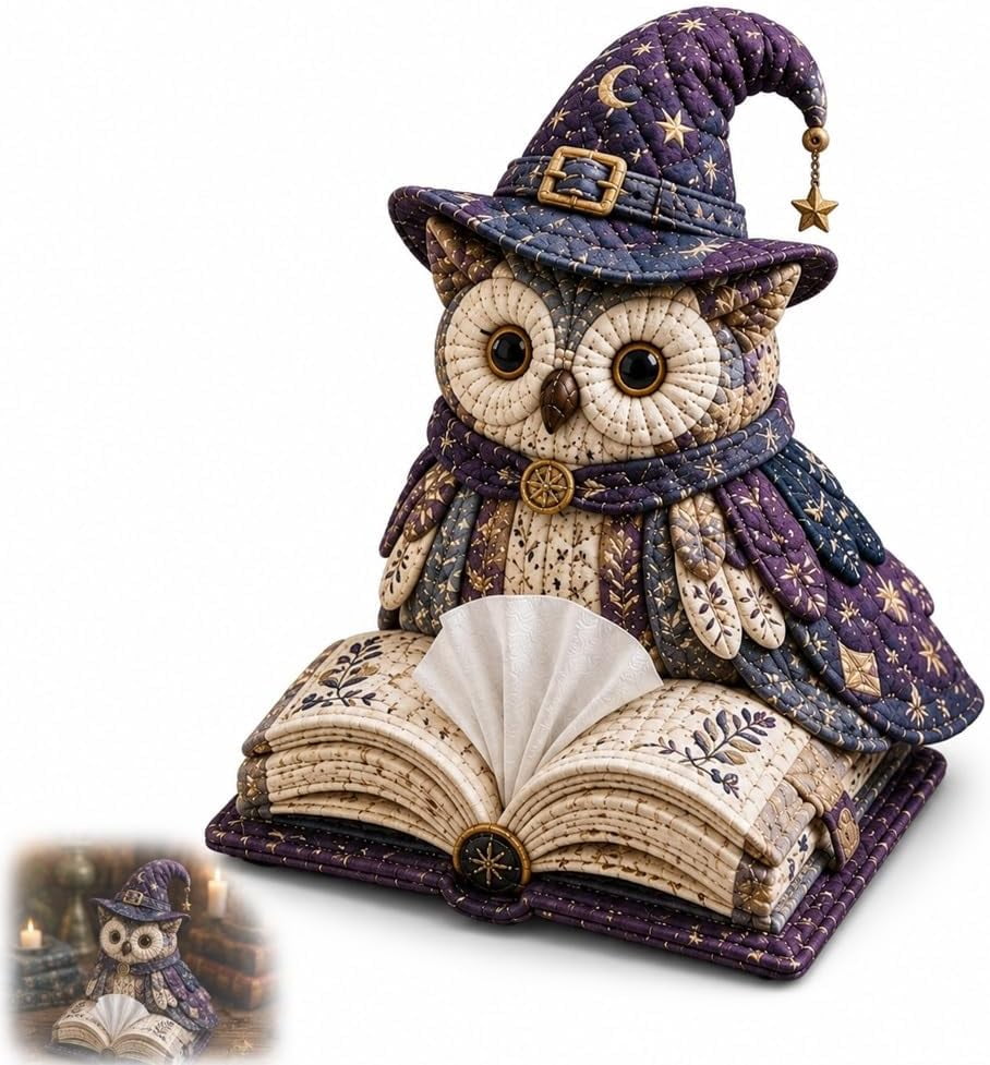 Owl Quilted Tissue Box Cover DIY Sewing Kit - Whimsical