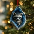 thumbnail image 1 of Owl Raccoon Christmas Decoration, Cute Acrylic Tree Pendant Ornaments for Holiday Home Decor, Small Flat Hanging Decorations for Kids Family Gift Wrapping and Party, 1 of 7