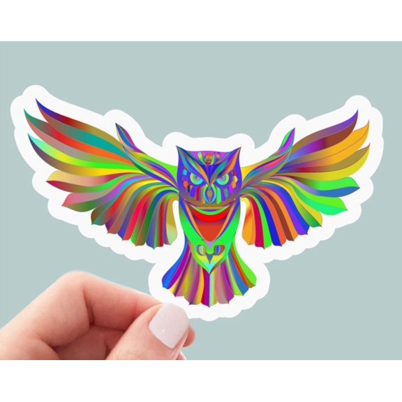 Owl Rainbow Colors Nature Sticker