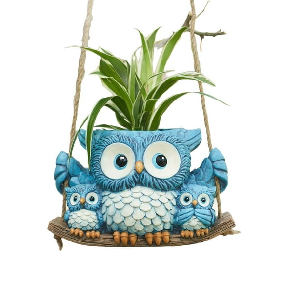 Owl Resin Planter Cute Owl Statue Vase for Indoor Unique Colorful Animal Flowerpot with Drainage for Indoor Home & Garden Decor