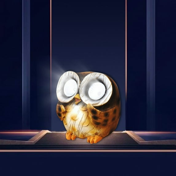 Owl Resin Solar Lamp 7.5x7.5x7cm Desktop Decoration LED Light Rechargeable Battery for Indoor Outdoor Birthday Gift Garden Table Home Modern Cute Night Light Multicolor