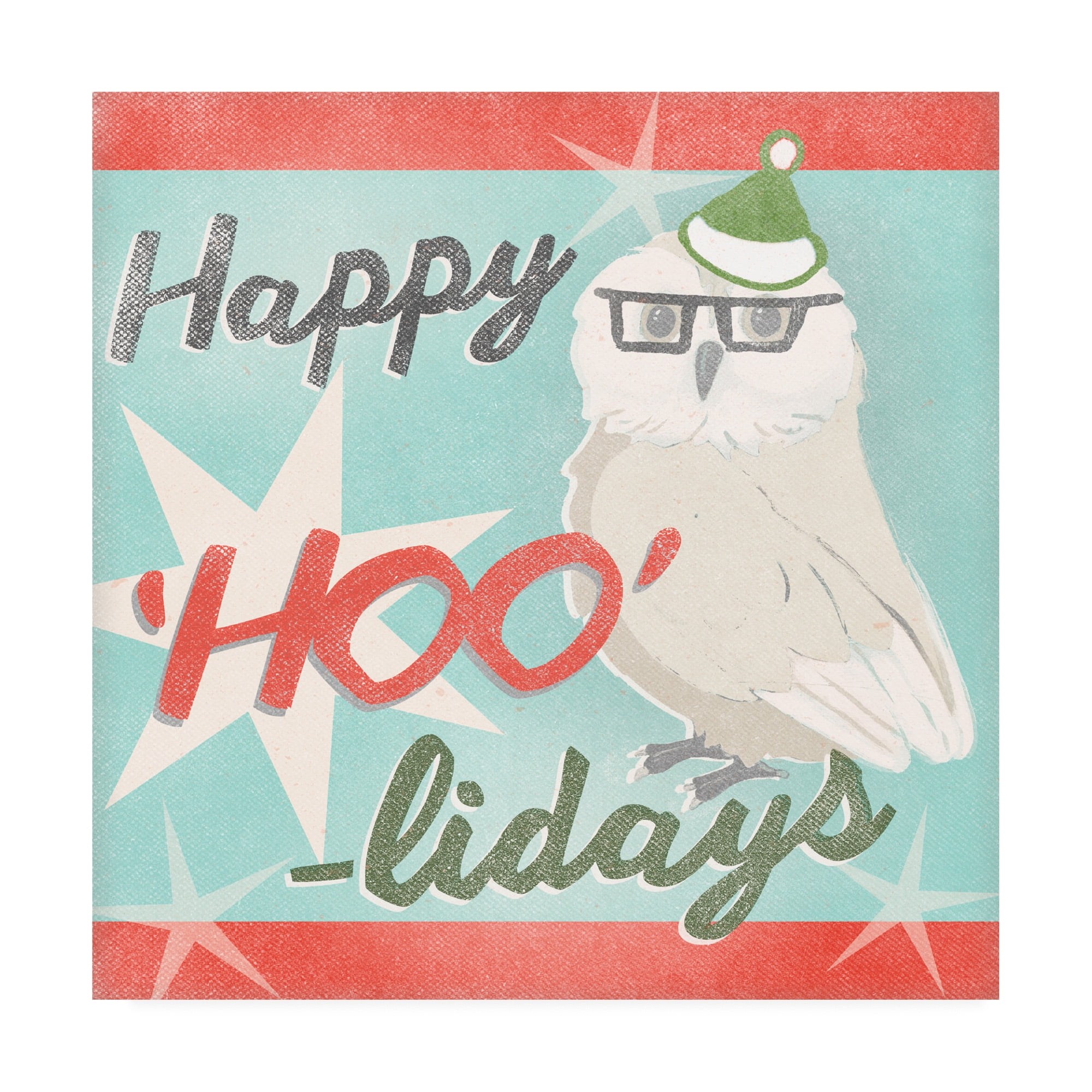 Owl Retro Christmas III' Canvas Art by June Erica Vess