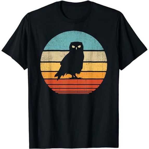 Owl Retro Vintage 60s 70s Sunset Bird Lovers Men Women T-Shirt