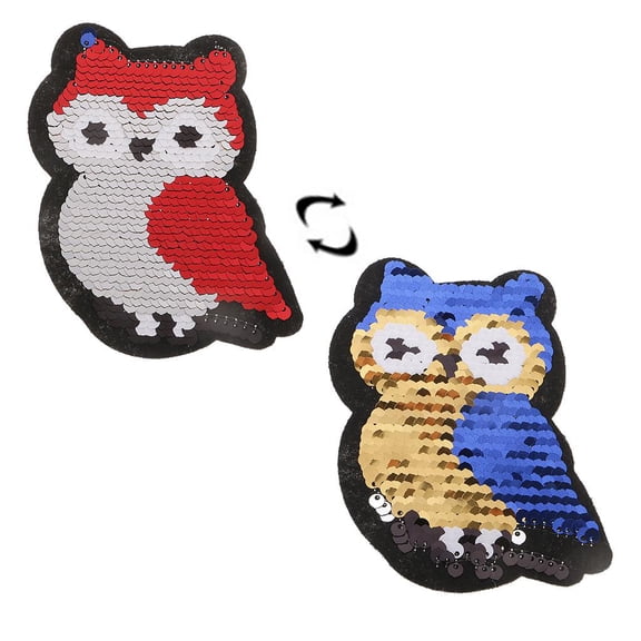 Owl Reversible Color Changing Sequins Clothes DIY Applique Clothing Jeans Craft 11x8cm