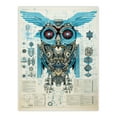 thumbnail image 1 of Owl Robot Machine Schematic Diagram Engineering Page Blue Gold Futuristic Technology Design Large Wall Art Poster Print Thick Paper 18X24 Inch, 1 of 5