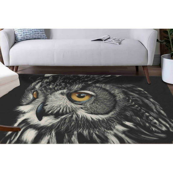 Owl Rug, Owl Lover Gift Rug, Farmhouse Rug, Animal Rug, Front Door Rug, Popular Rug, Saloon Rug, 3D Printeds Rug, Home Decor Rug, 2.6'x4' - 80x120 cm