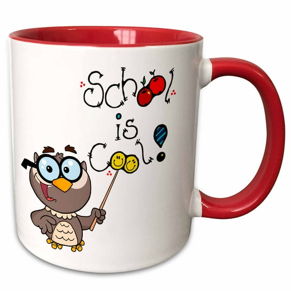 3drose, Owl School Lesson, 15oz Two-tone Red Mug