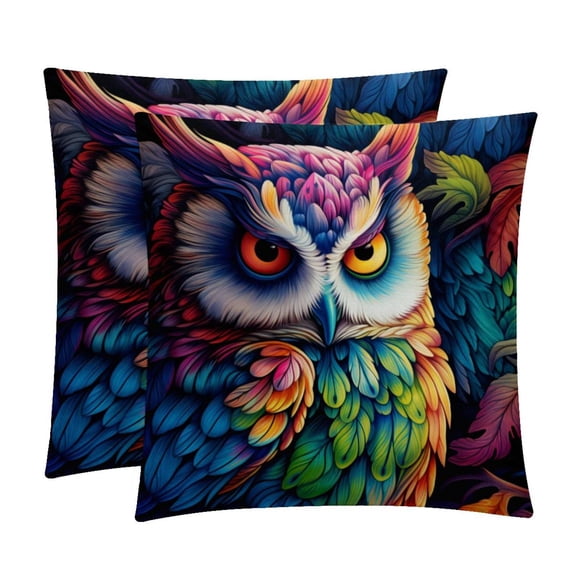 Owl Set of 2 Velvet Throw Pillow Covers Inserts for Bed Pillow, Decorative Pillows - 16x16 18x18 20x20 Inches with Unique Patterns for Various Occasions