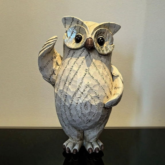Owl Shape Resin Desktop Cartoon Indoor Figurine, Hand Made Small Figurines, Cute Table Decoration, Home Decor