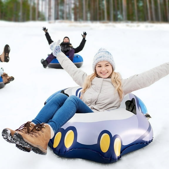 Owl Shaped Snow Tube Sled, 47in Inflatable Snow Sled for Adults, Hard Bottom & Handles, Cold-Resistant PVC for Winter Sledding