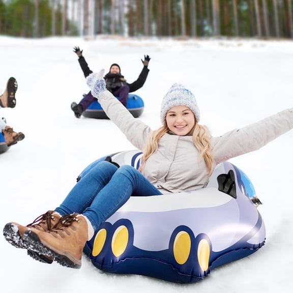 Owl Shaped Snow Tube Sled, 47in Inflatable Snow Sled for Adults, Hard Bottom & Handles, Cold-Resistant PVC for Winter Sledding