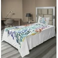 thumbnail image 1 of Ambesonne Colorful Fitted & Top Sheet Set with Sham, Feathers Eyes Vision, Multicolor, 1 of 4